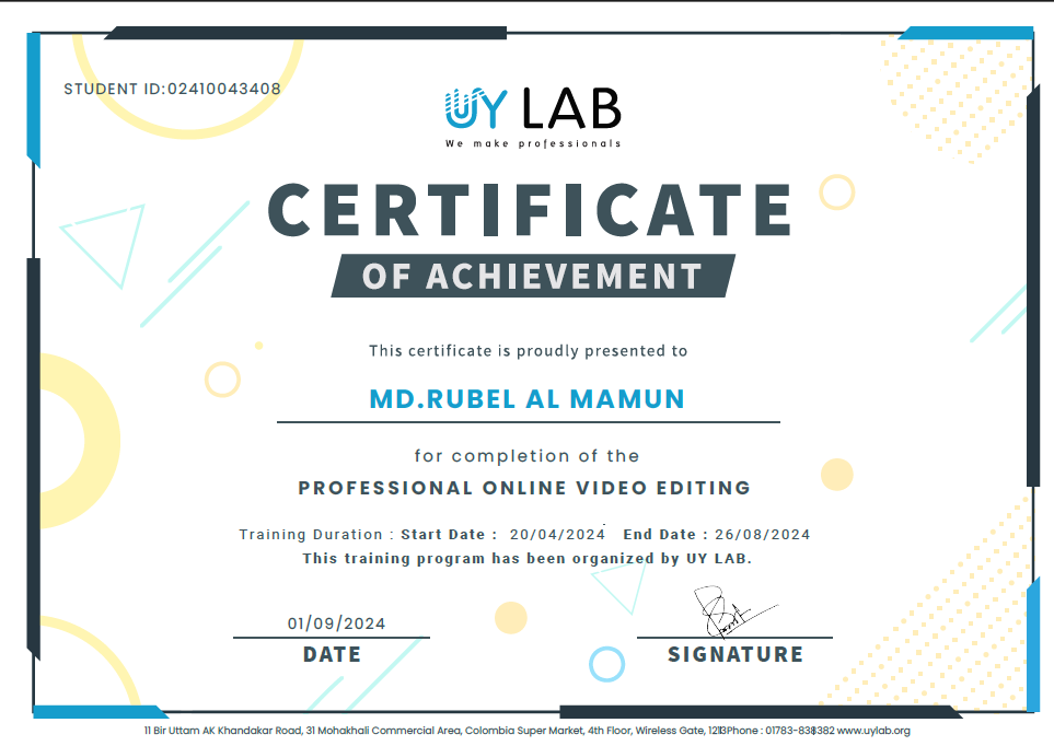 Video Editing Certificate