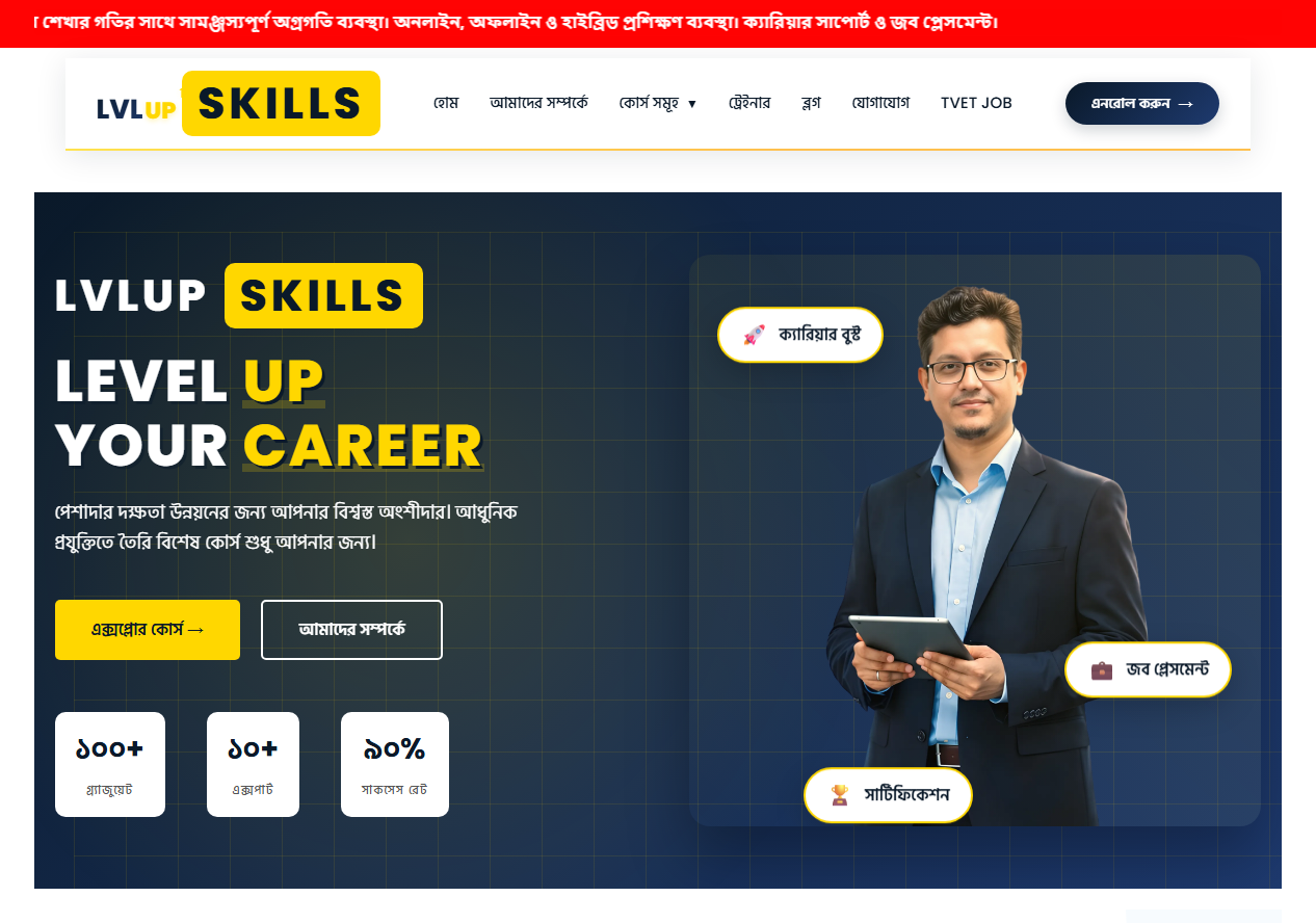 LvlUp Skills - Online Training Platform Screenshot