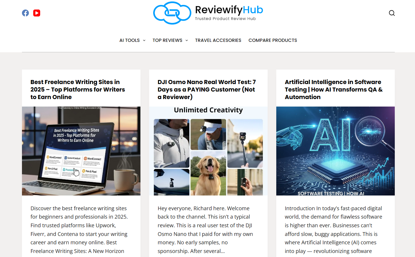 ReviewifyHub - Tech Content & Product Review Website Screenshot